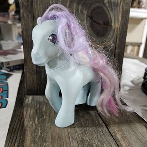 Pastel Blue Toy Horse with Purple Mane